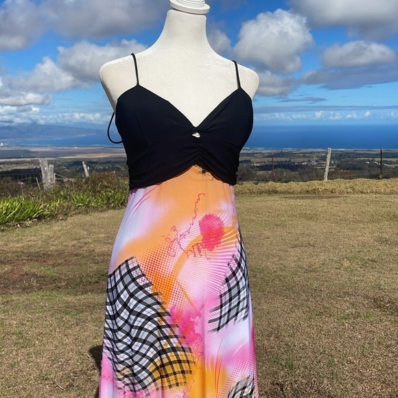 Y2K 90s VTG Pretty Young Thing Floral maxi Slip dress M - Picture 2 of 9